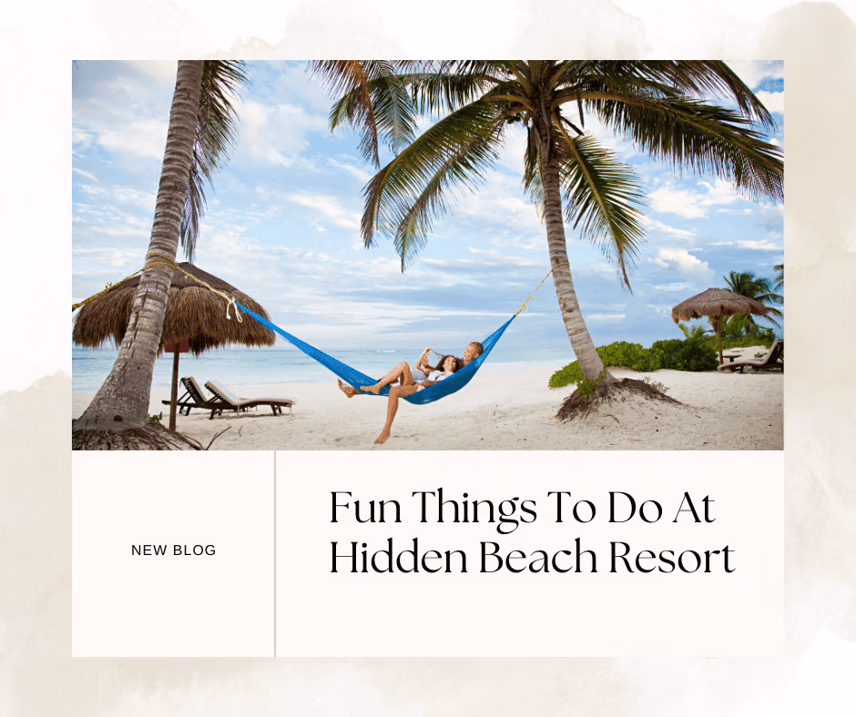 couple relaxing on the beach at hidden beach resort mexico