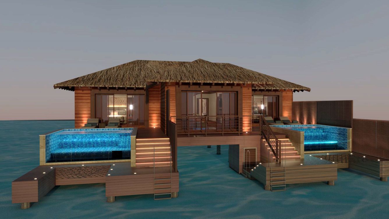 Overwater bungalow caribbean